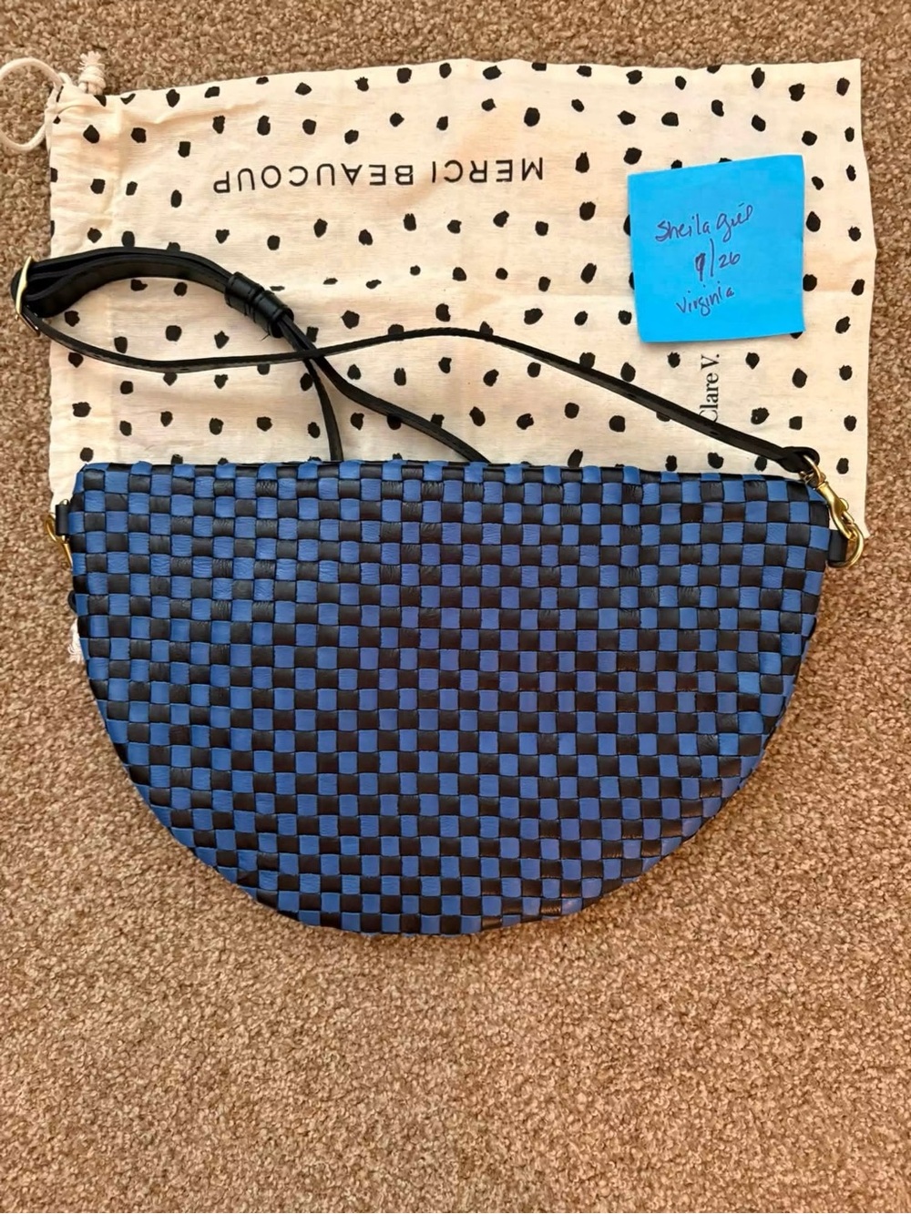 Cobalt/Black Woven Leather Fanny - Clare V - Picture 4 of 5